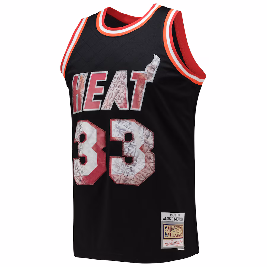 Maglia Alonzo Mourning Miami Heat Mitchell & Ness 1996/97 Hardwood Classics 75° Anniversario NBA Diamond Swingman