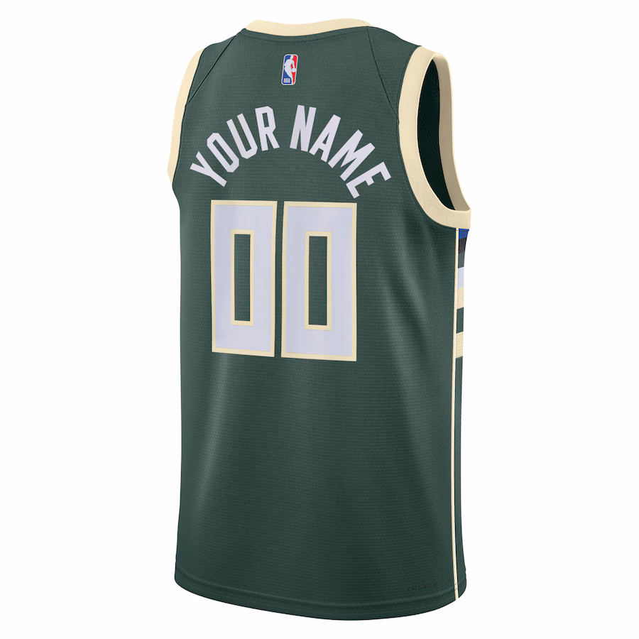 Milwaukee Bucks Maglia Swingman personalizzata unisex - Edizione Icona - Verde cacciatore