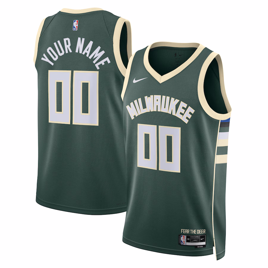 Milwaukee Bucks Unisex Swingman Custom Jersey - Icon Edition - Hunter Green