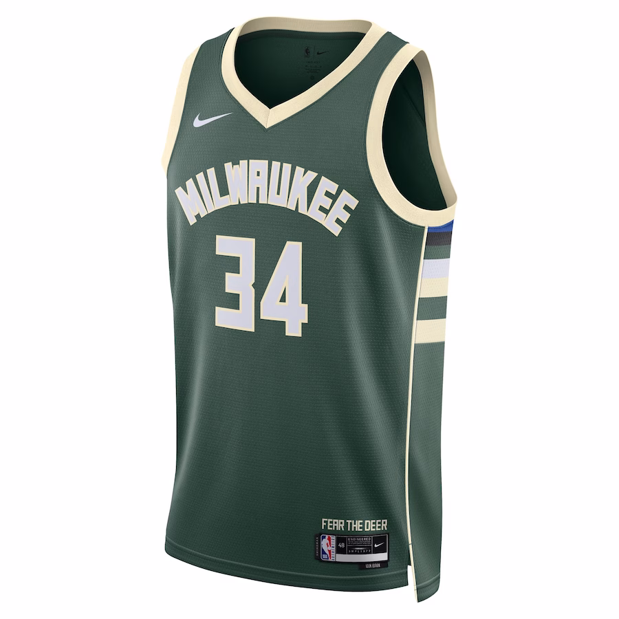 Giannis Antetokounmpo, Maillot Swingman unisexe des Milwaukee Bucks - Édition Icône - Vert chasseur