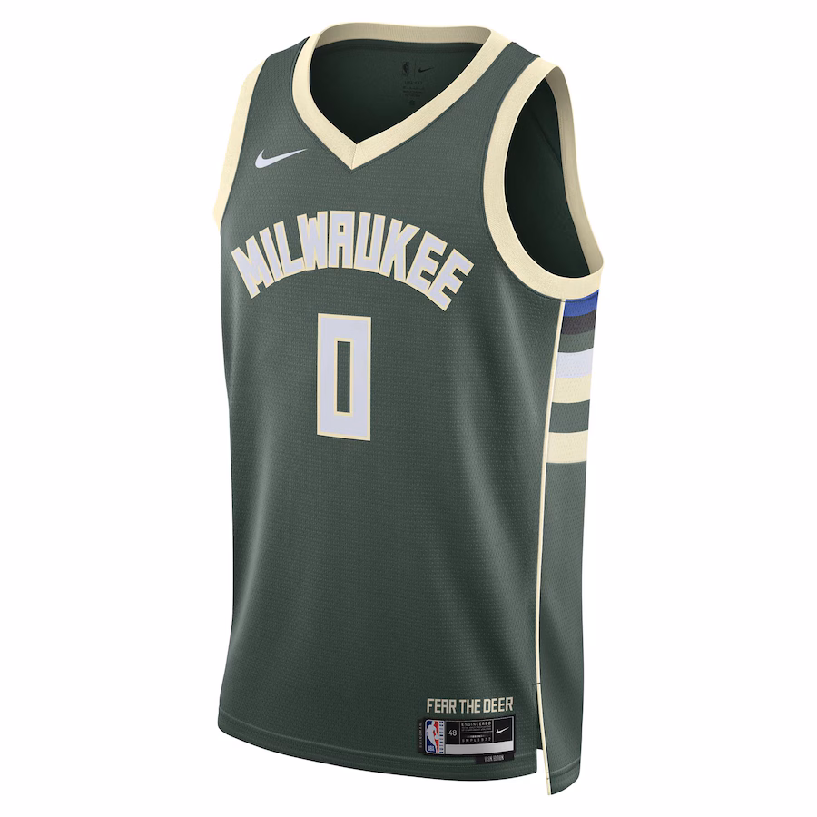 Damian Lillard, Maillot Swingman unisexe des Milwaukee Bucks - Édition Icône - Vert chasseur