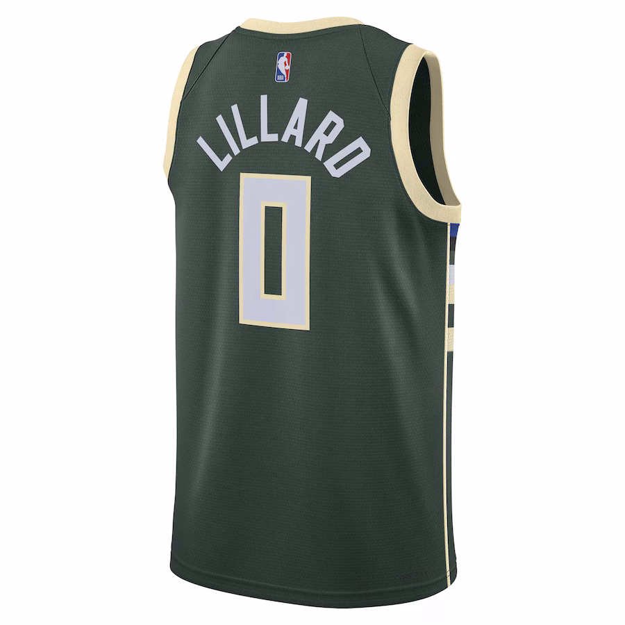 Damian Lillard, Maillot Swingman unisexe des Milwaukee Bucks - Édition Icône - Vert chasseur