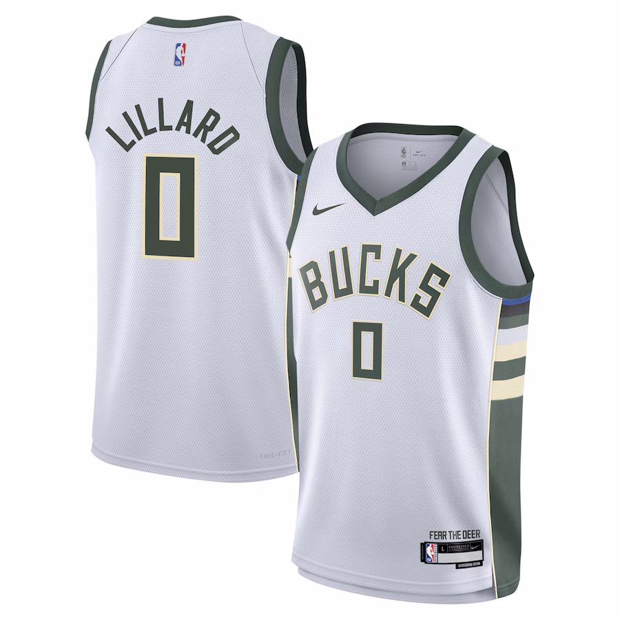 Damian Lillard, Milwaukee Bucks Youth Swingman Jersey - Association Edition - White