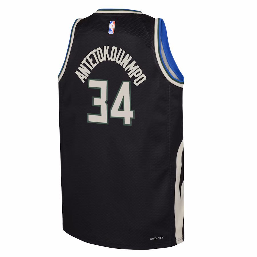 Giannis Antetokounmpo, Milwaukee Bucks Jordan Brand Youth Swingman Jersey - Statement Edition - Black
