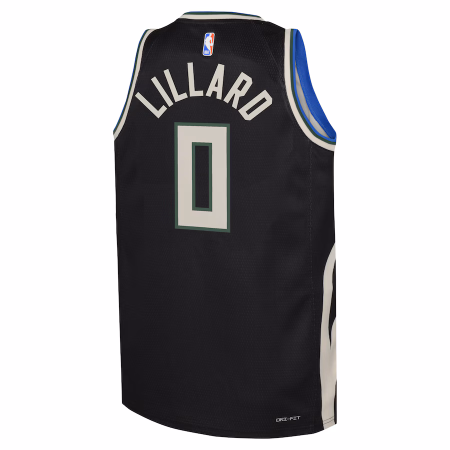 Damian Lillard, Milwaukee Bucks Jordan Brand Jugend Swingman-Trikot - Statement-Edition - Schwarz