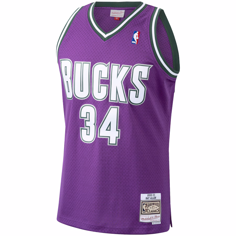 Ray Allen, Maglia Swingman Hardwood Classics 2000/01 di Mitchell & Ness dei Milwaukee Bucks - Viola