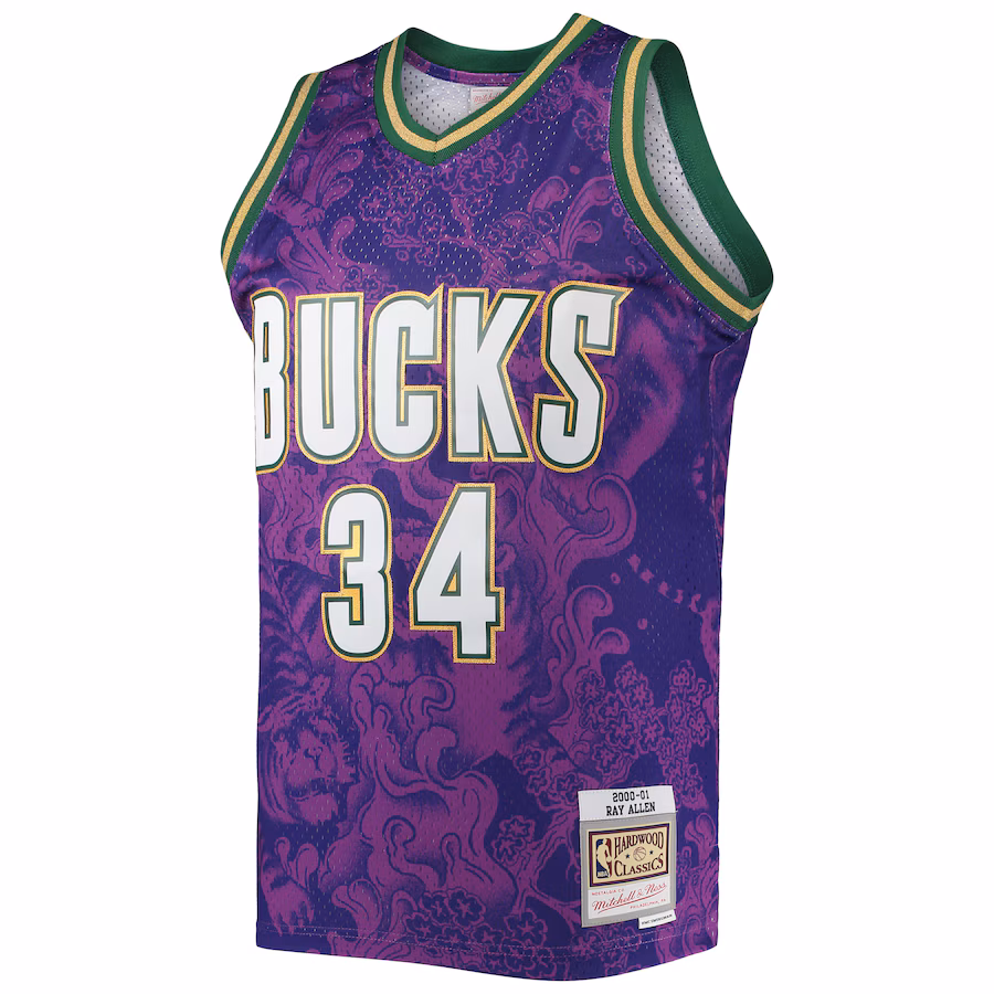 Ray Allen, Maglia della versione per i fan del Capodanno lunare 2000/01 Hardwood Classics di Mitchell & Ness dei Milwaukee Bucks - Viola