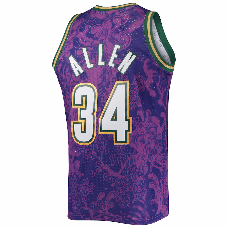 Ray Allen, Maglia della versione per i fan del Capodanno lunare 2000/01 Hardwood Classics di Mitchell & Ness dei Milwaukee Bucks - Viola