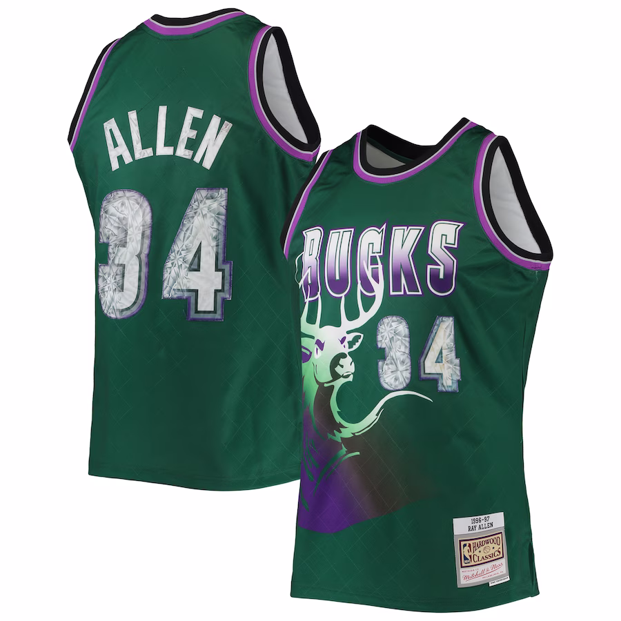 Ray Allen Milwaukee Bucks Mitchell & Ness Hardwood Classics 1996/97 NBA 75th Anniversary Diamond Jersey