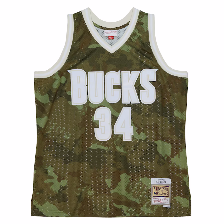 Ray Allen, Maglia Swingman in verde fantasma 2000/01 Hardwood Classics di Mitchell & Ness dei Milwaukee Bucks - Camuffo
