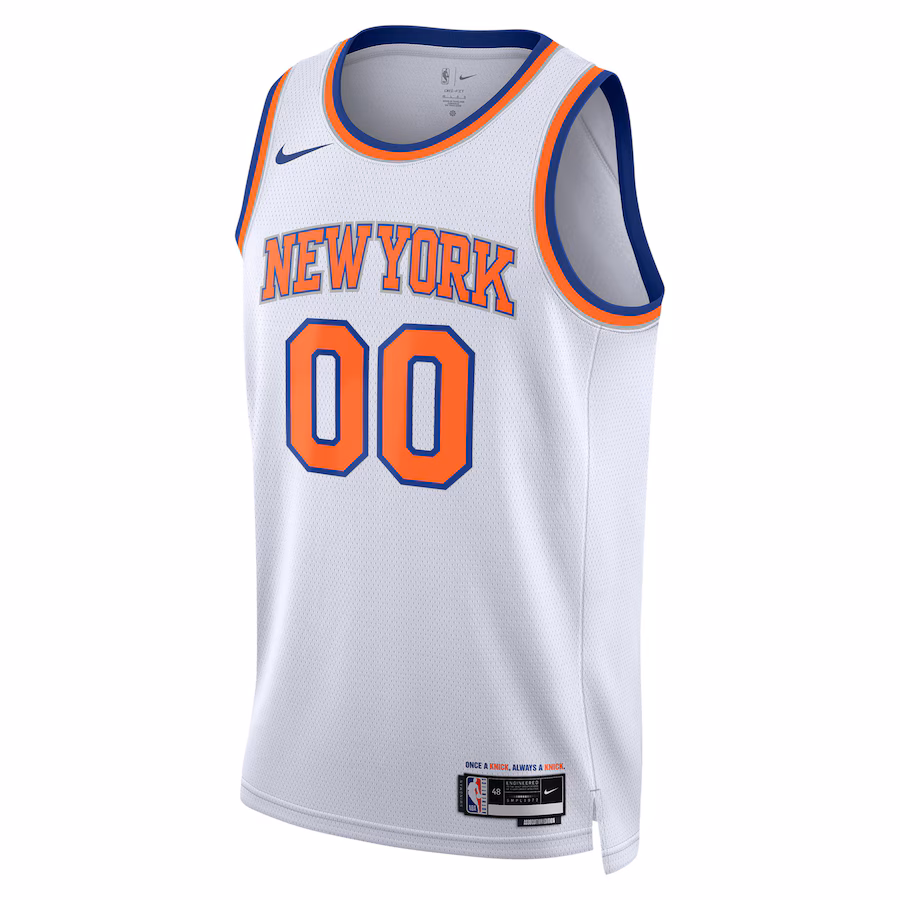 New York Knicks Neutraler Swingman-Sonderanfertigungs-Jersey - Association-Edition, Weiß