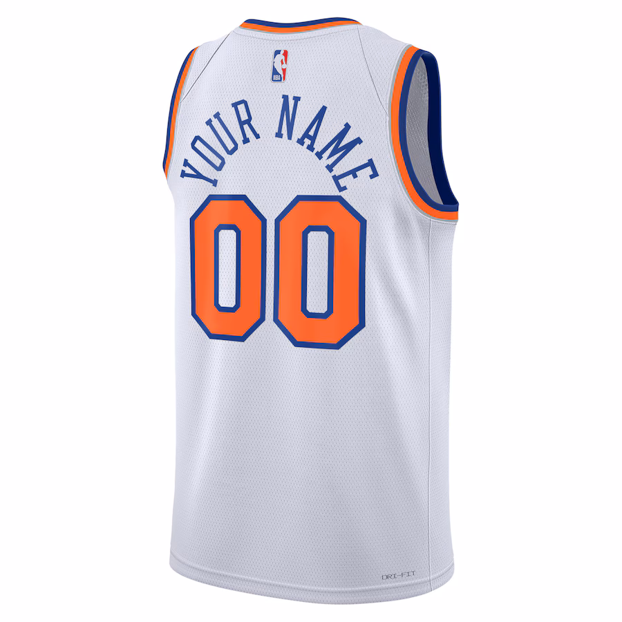 New York Knicks Neutraler Swingman-Sonderanfertigungs-Jersey - Association-Edition, Weiß