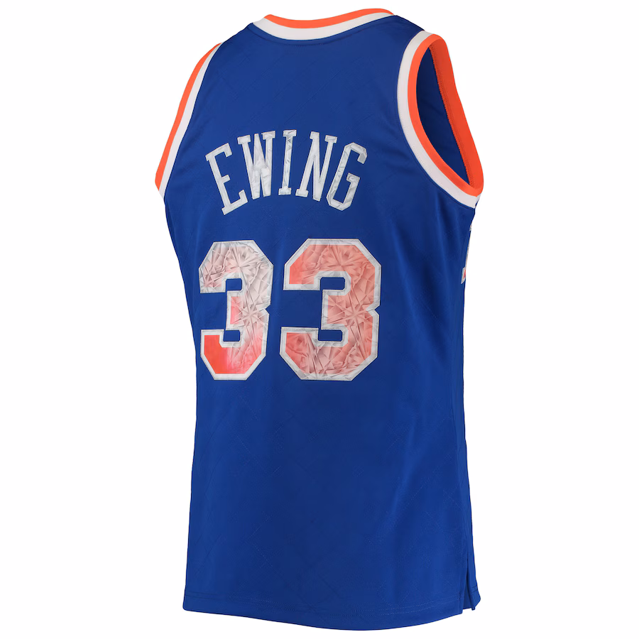Maillot Diamond NBA 75e anniversaire Hardwood Classics Mitchell & Ness New York Knicks Patrick Ewing 1991/92