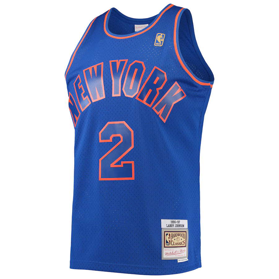 New York Knicks Larry Johnson 1996/97 Mitchell & Ness Hardwood Classics Fan Trikot Blau