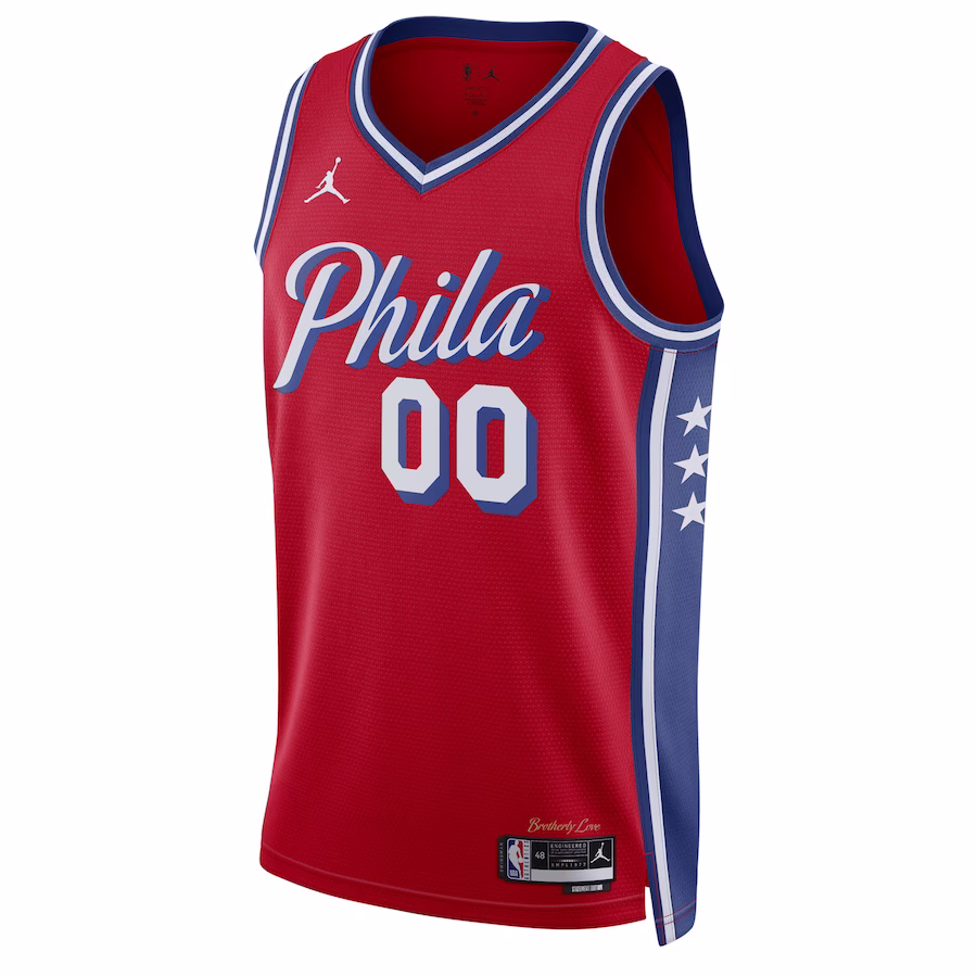 Philadelphia 76ers Jordan Brand Camiseta personalizada para fans de la temporada 2022/2023 unisex - Edición statement - Rojo