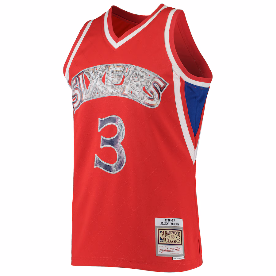 Allen Iverson Philadelphia 76ers Mitchell & Ness 1996/97 Hardwood Classics NBA 75th Anniversary Diamond Jersey