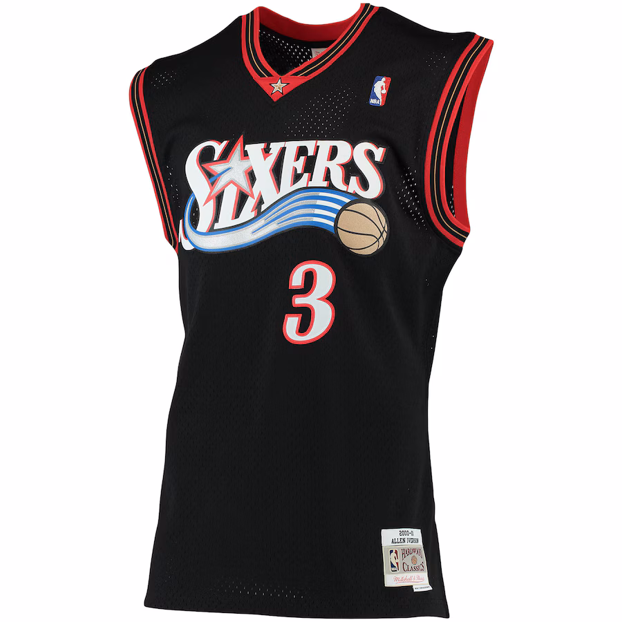 Allen Iverson Philadelphia 76ers Mitchell & Ness Maglia Swingman delle Classiche Hardwood Big & Tall 2000/2001 - Nero