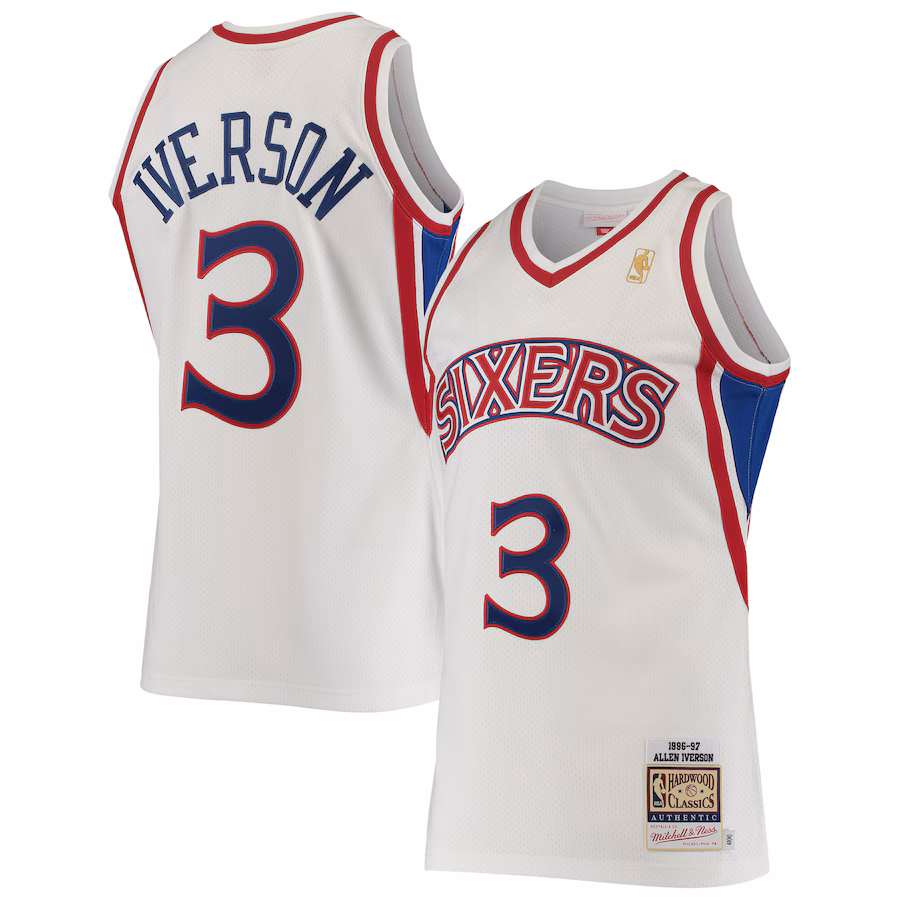 Allen Iverson Philadelphia 76ers Mitchell & Ness Maillot des Classiques Hardwood 1996/1997 - Blanc