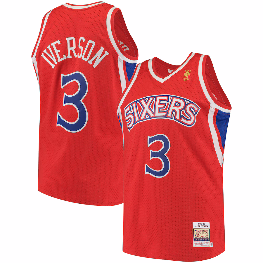 Allen Iverson Philadelphia 76ers Mitchell & Ness Maillot des Classiques Hardwood 1996/1997 - Rouge
