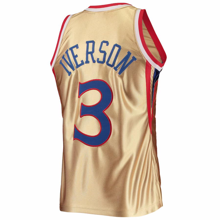 Allen Iverson Philadelphia 76ers Mitchell & Ness 75th Anniversary 1996/97 Classic Throwback Jersey - Gold