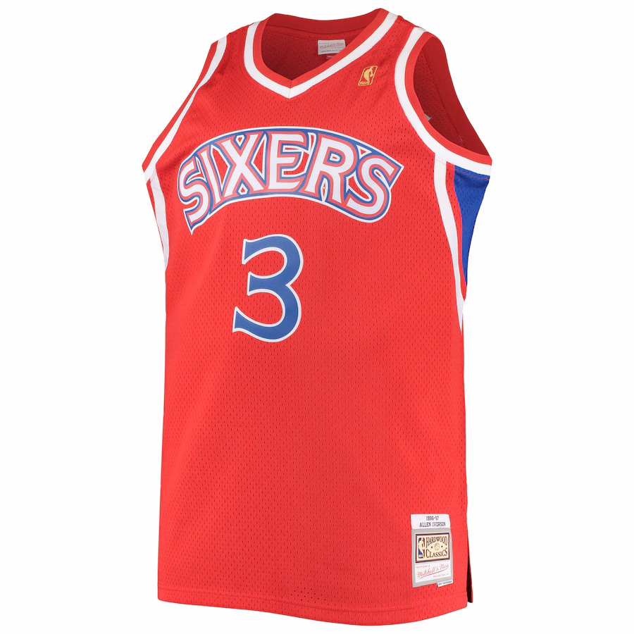 Allen Iverson Philadelphia 76ers Mitchell & Ness 1996/1997 Big & Tall Clásicas Hardwood Camiseta Swingman - Rojo