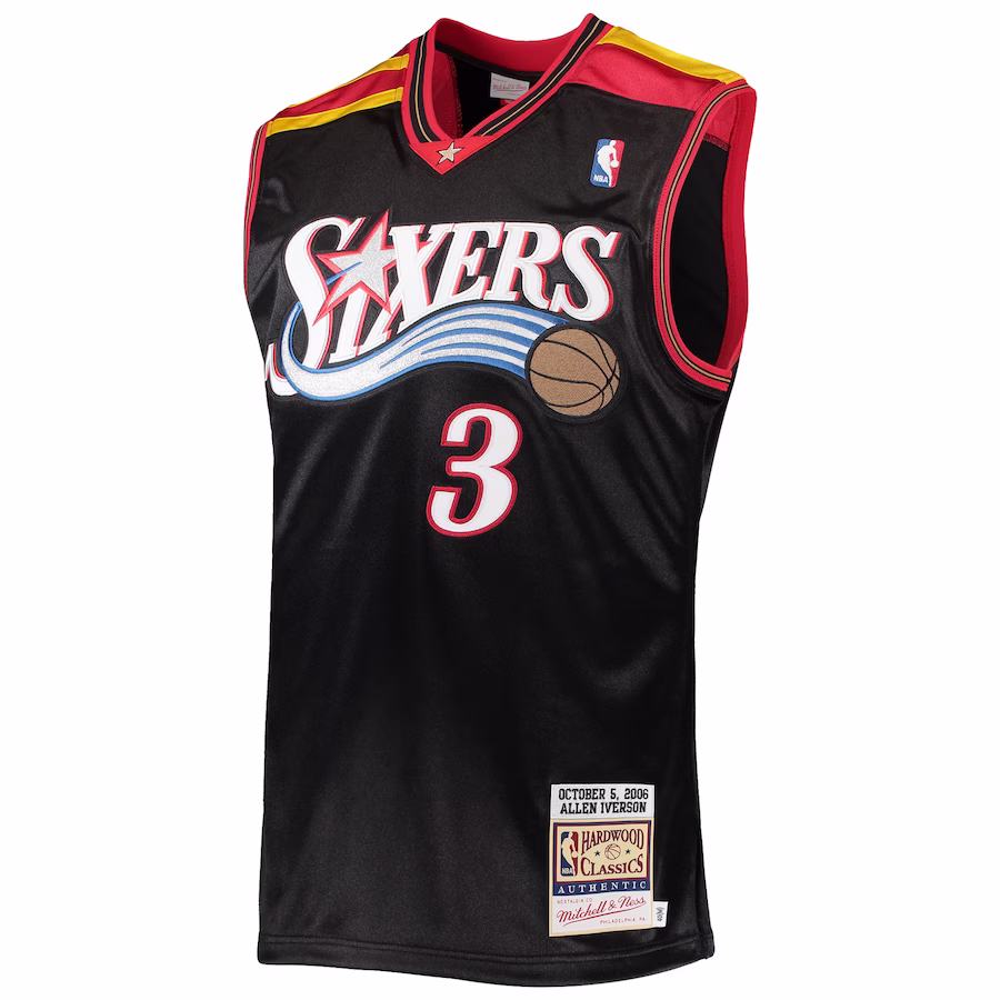 Allen Iverson Philadelphia 76ers Mitchell & Ness Camiseta Auténtica de las Clásicas Hardwood 2006 - Negro