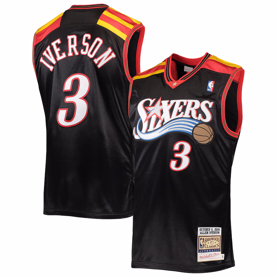 Allen Iverson Philadelphia 76ers Mitchell & Ness Maillot Authentique des Classiques Hardwood 2006 - Noir