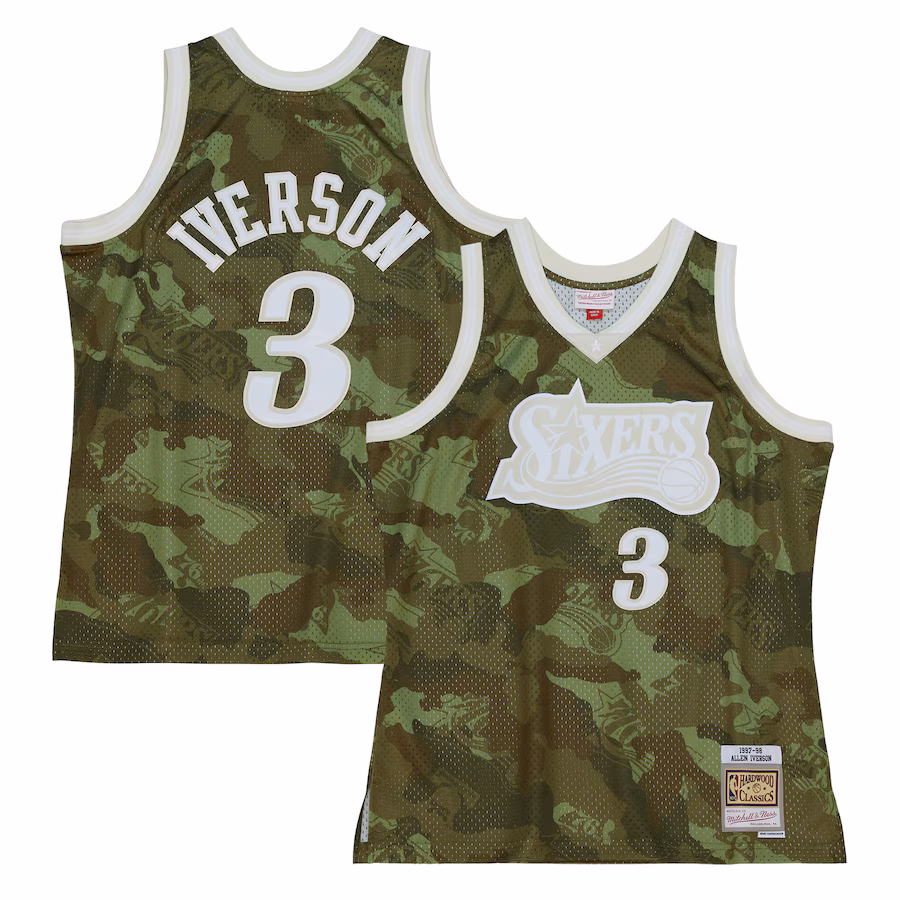 Allen Iverson Philadelphia 76ers Mitchell & Ness Hardwood Classics 1997/98 Ghost Green Swingman Jersey