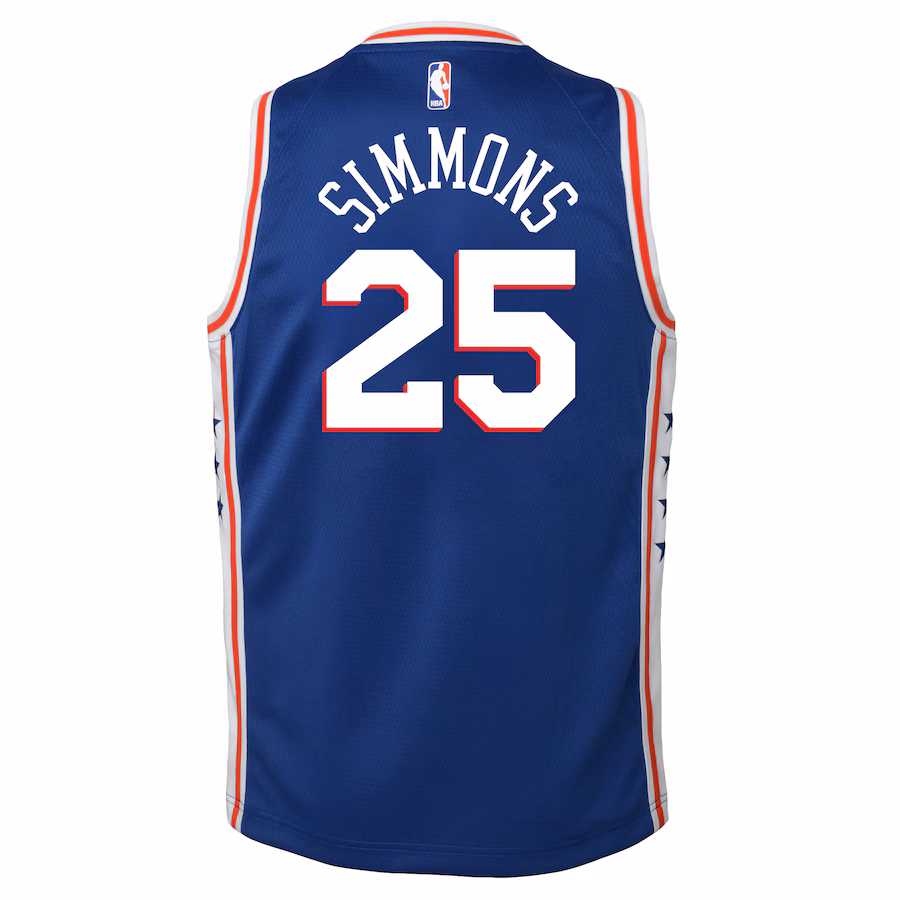 Philadelphia 76ers Ben Simmons Youth Icon Edition Swingman Trikot Royal