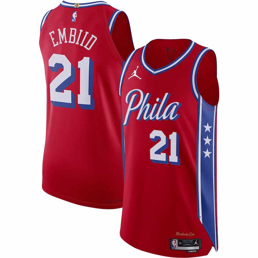 Joel Embiid Philadelphia 76ers Jordan Brand Echtes Spieler-Jersey - Statement Edition - Rot