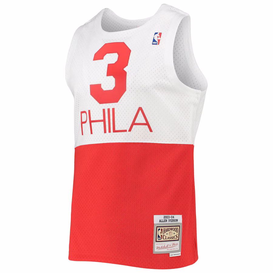 Camiseta Swingman Hardwood Classics de la temporada 2003/2004 de Allen Iverson para el Philadelphia 76ers, en blanco