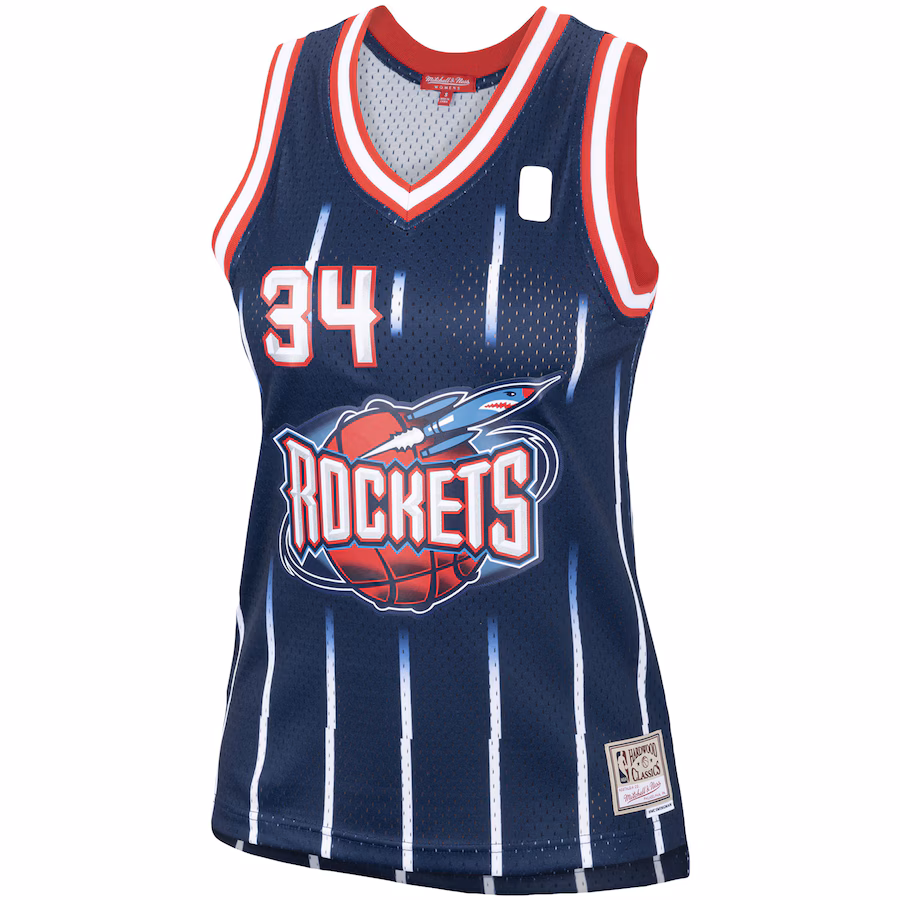 Hakeem Olajuwon, Houston Rockets, Women's Classic Hardwood Swingman Jersey, Navy Blue