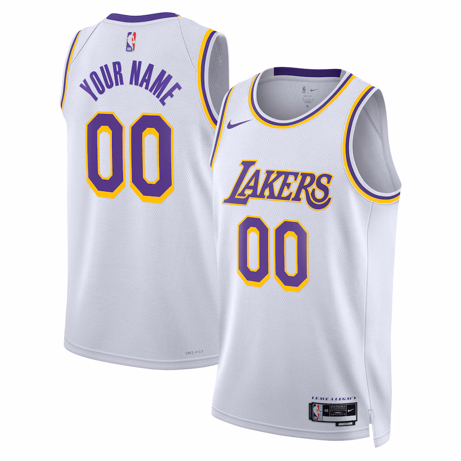Maglia Personalizzata Bianca Los Angeles Lakers Association Edition