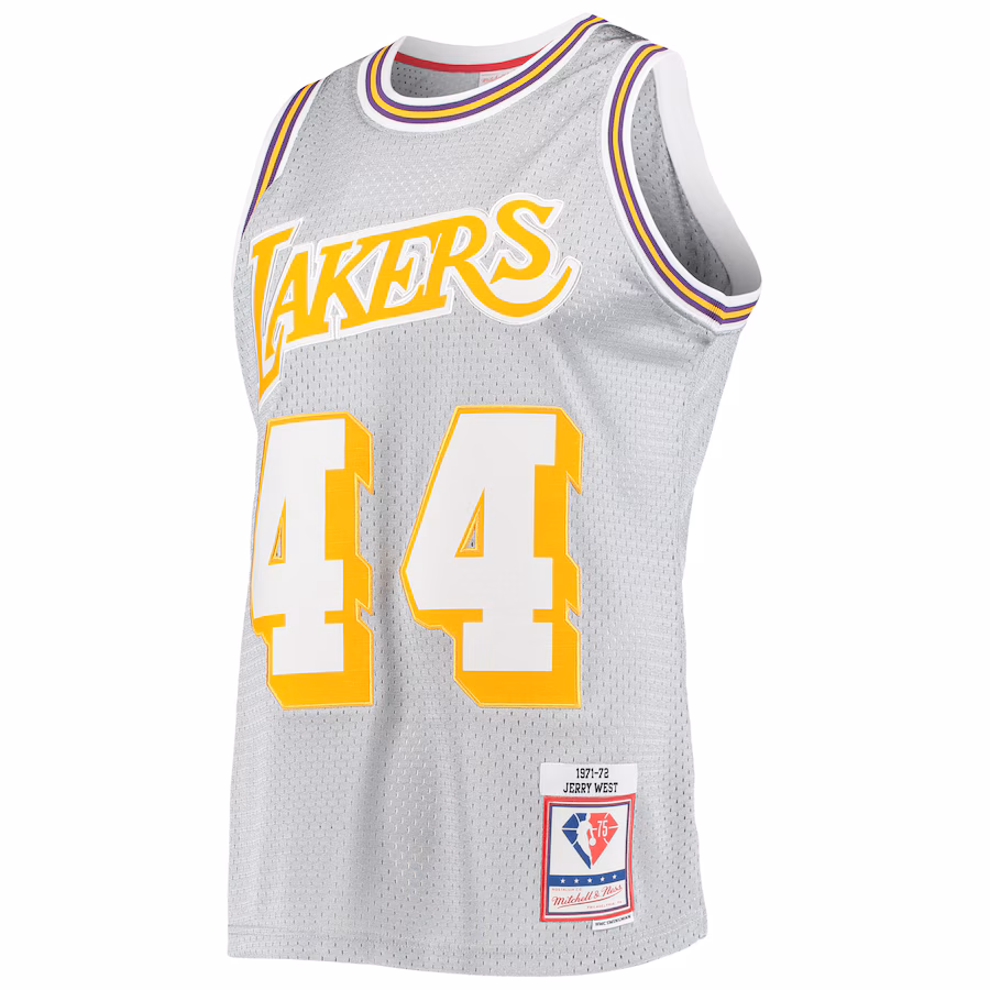 Jerry West, Los Angeles Lakers, 75º Aniversario 1971/72 Clásico Grano de Madera, Plata