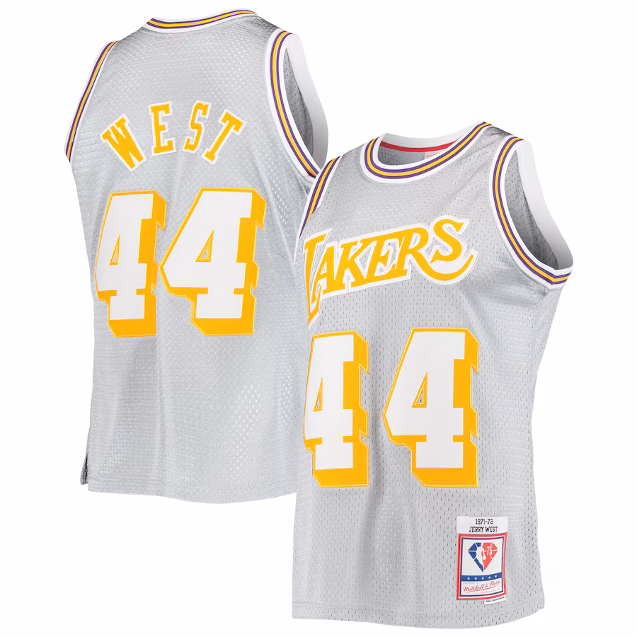 Jerry West, Los Angeles Lakers, 75º Aniversario 1971/72 Clásico Grano de Madera, Plata