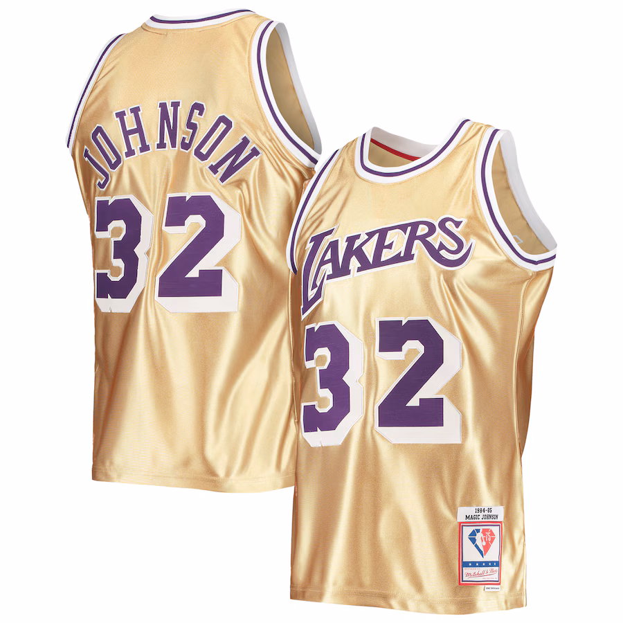 Magic Johnson, Los Angeles Lakers, 75e Anniversaire, Maillot Classique 1984/85, Or