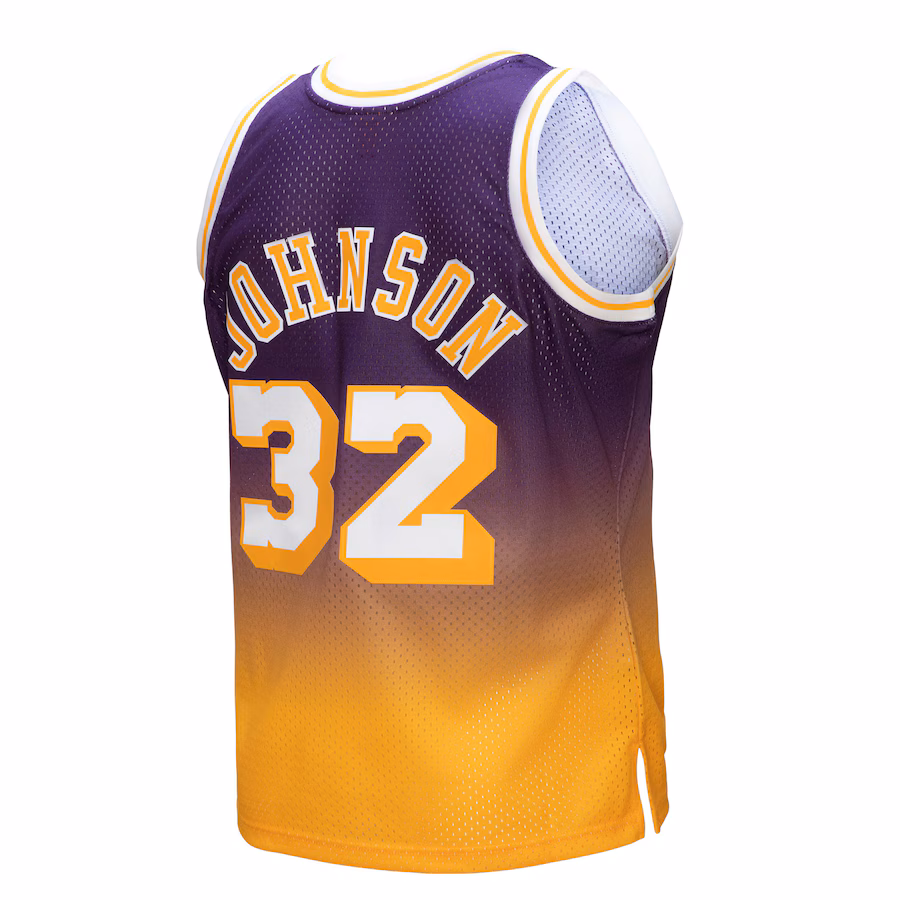 Magic Johnson, Los Angeles Lakers, Maglia Fadeaway Classica 1984/85, Oro/Viola