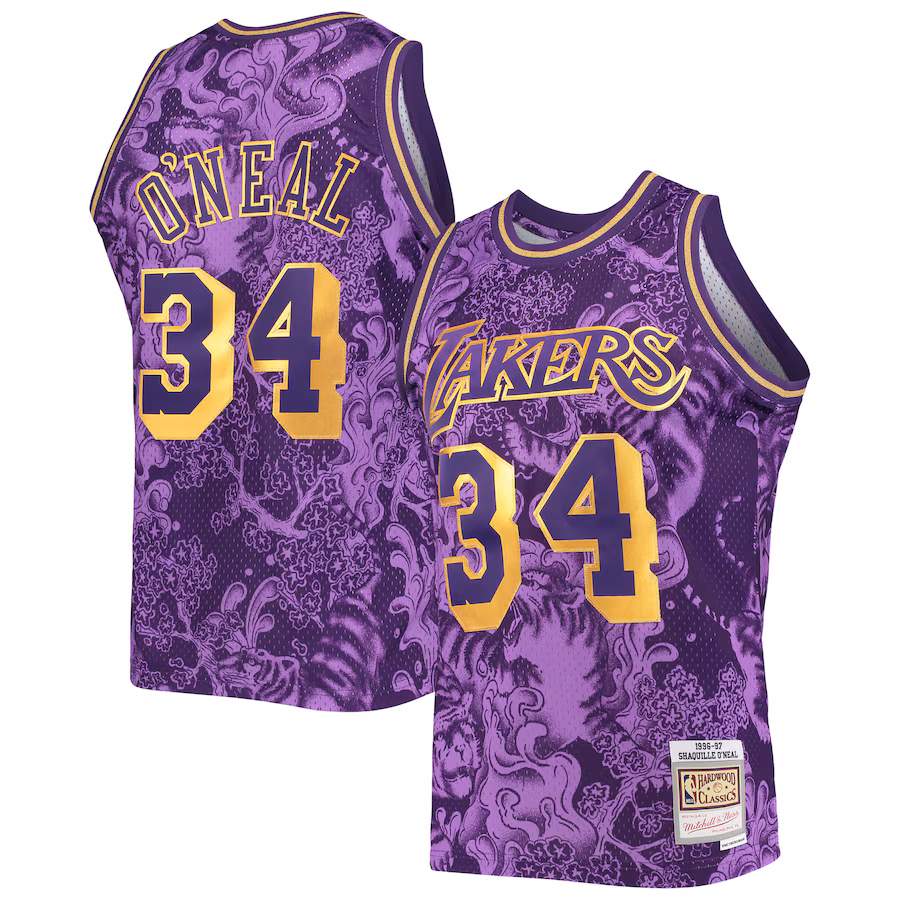 Shaquille O'Neal, Los Angeles Lakers, 1996/97 Jersey de Fan del Año Nuevo Lunar, Púrpura