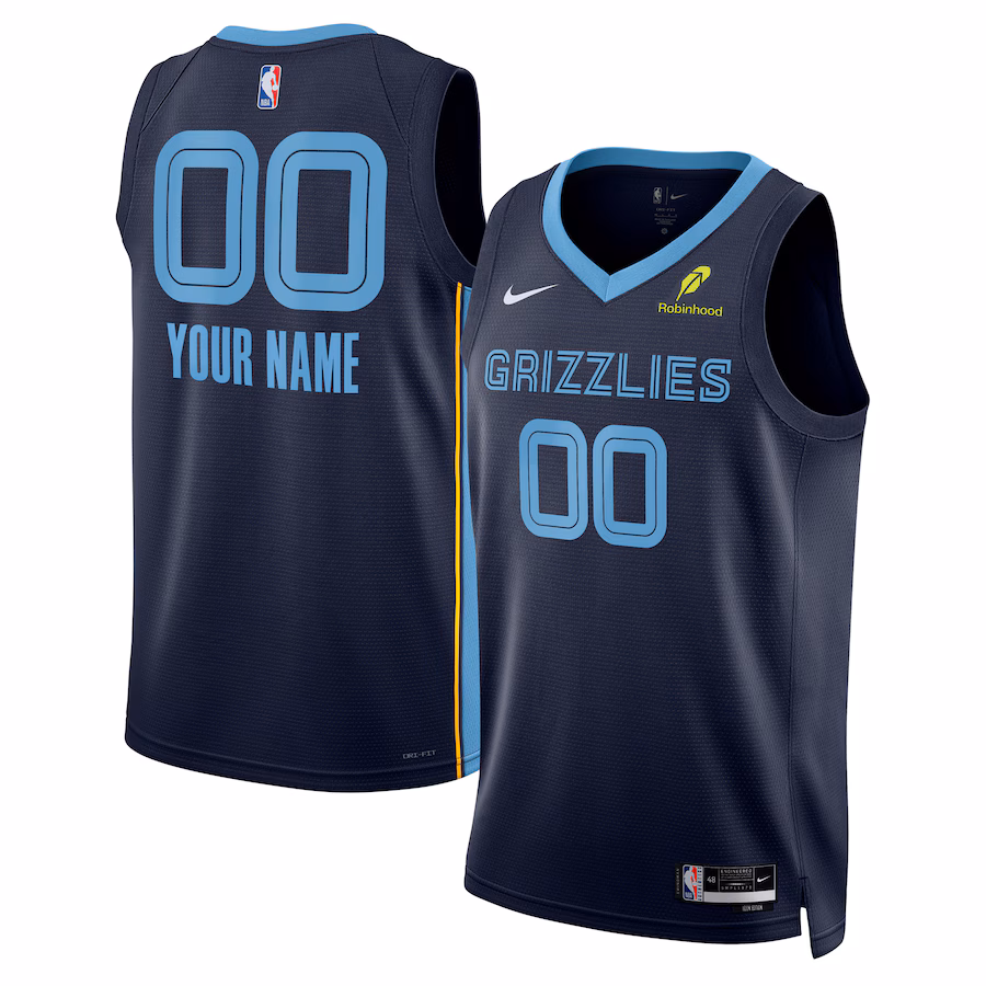 Memphis Grizzlies Badge Jersey, Icon Edition, Navy Blue