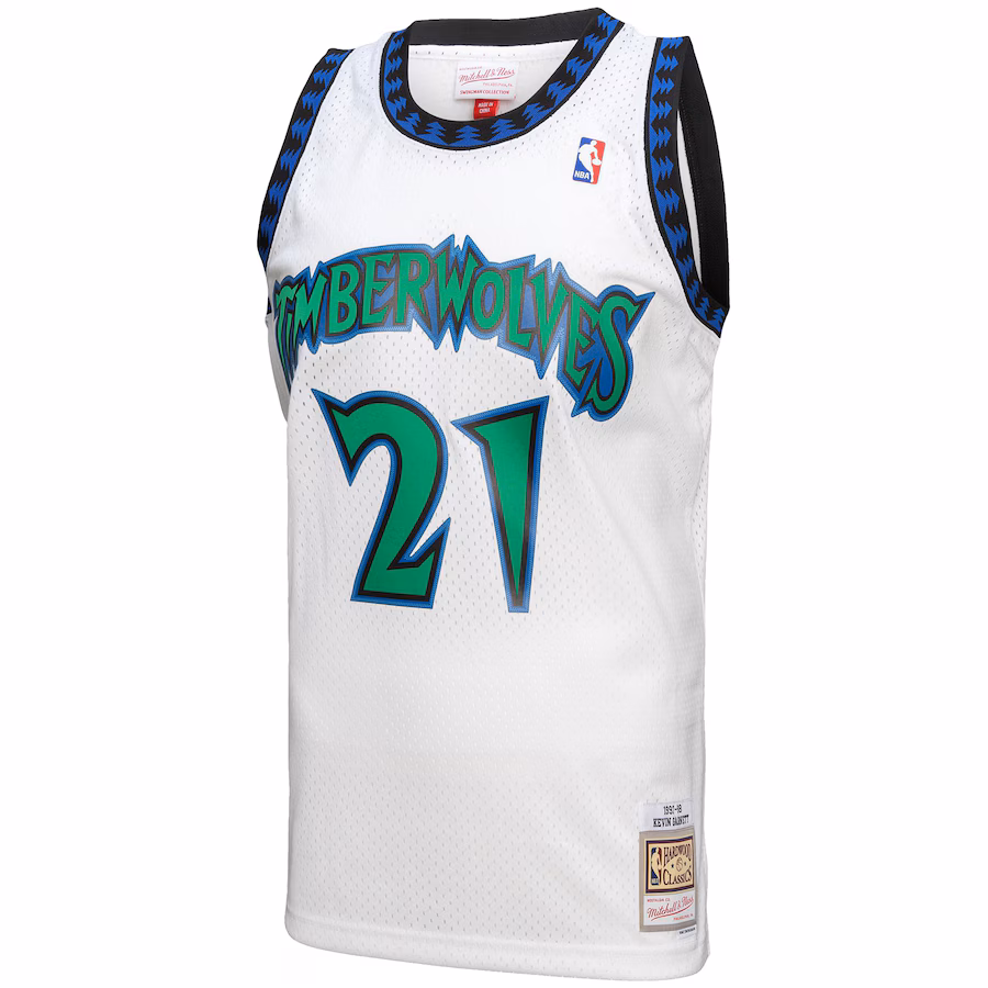 Maglia bianca di Kevin Garnett dei Minnesota Timberwolves nel 1997-98