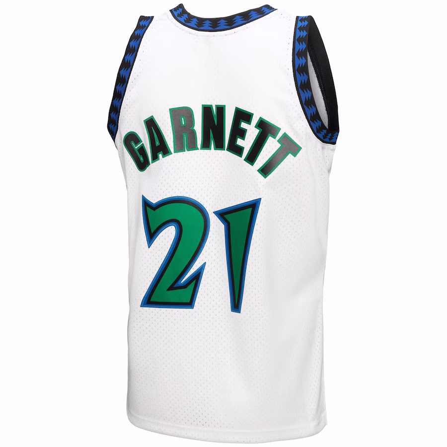 Maglia bianca di Kevin Garnett dei Minnesota Timberwolves nel 1997-98