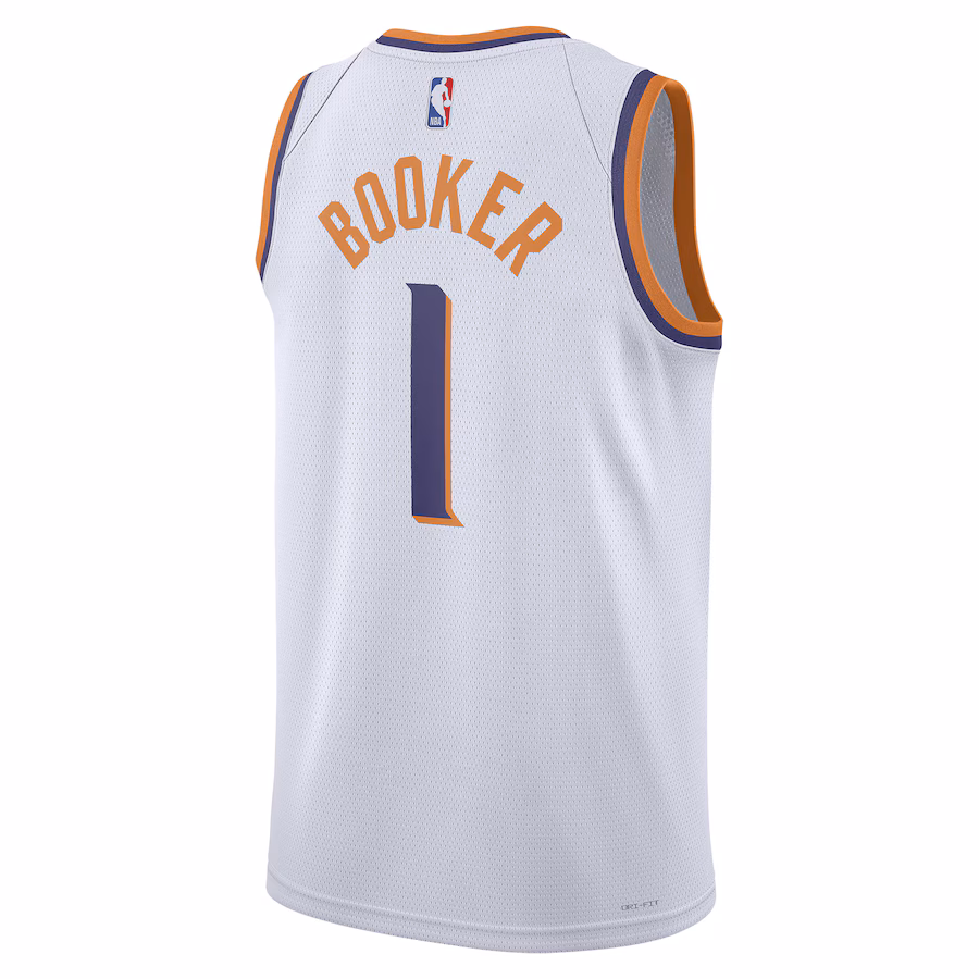 Maglia Swingman Unisex di Devin Booker per i Phoenix Suns - Edizione Associazione - Bianca