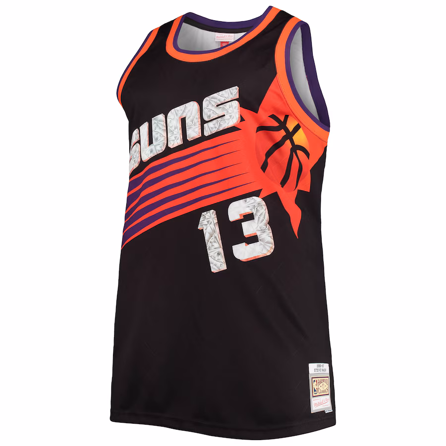 Maglia Swingman Diamond del 75° anniversario della NBA 1996/97 Big & Tall di Mitchell & Ness di Steve Nash per i Phoenix Suns - Nero