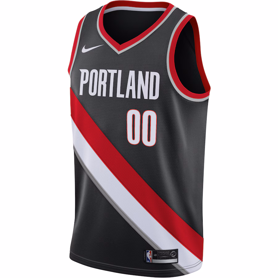 Portland Trail Blazers Angepasstes Jersey, Icon Edition, Schwarz