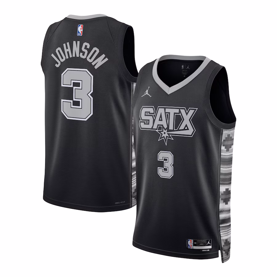 Keldon Johnson, San Antonio Spurs, Men's and Women's Statement Edition, Black