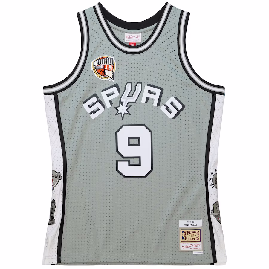 Tony Parker, San Antonio Spurs, Retro della classe 2023 del Hall of Fame unisex, Grigio