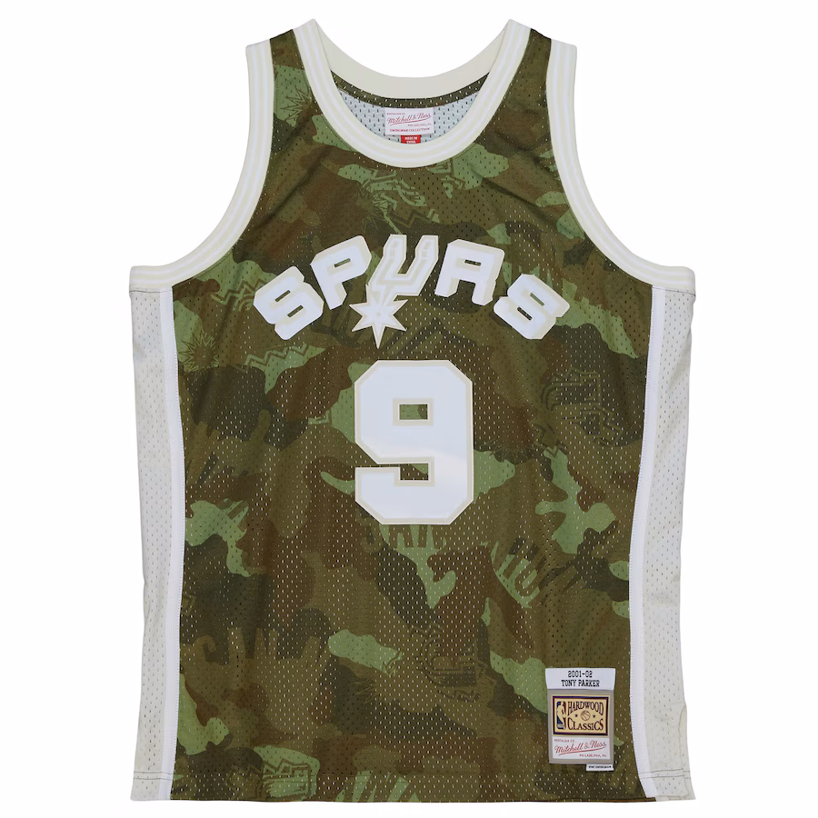 Mitchell & Ness Tony Parker San Antonio Spurs 2000/01 Ghost Green Camo Trikot