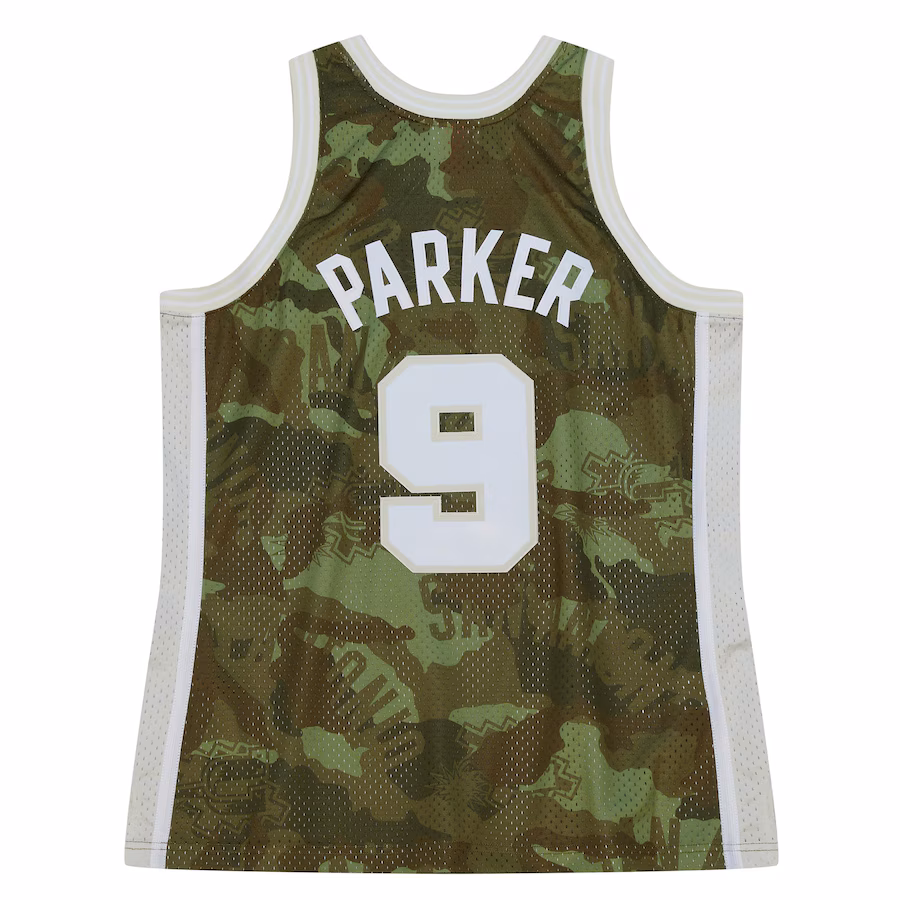 Mitchell & Ness Tony Parker San Antonio Spurs 2000/01 Ghost Green Camo Trikot