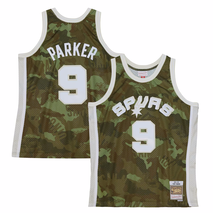 Mitchell & Ness Tony Parker San Antonio Spurs 2000/01 Ghost Green Camo Jersey