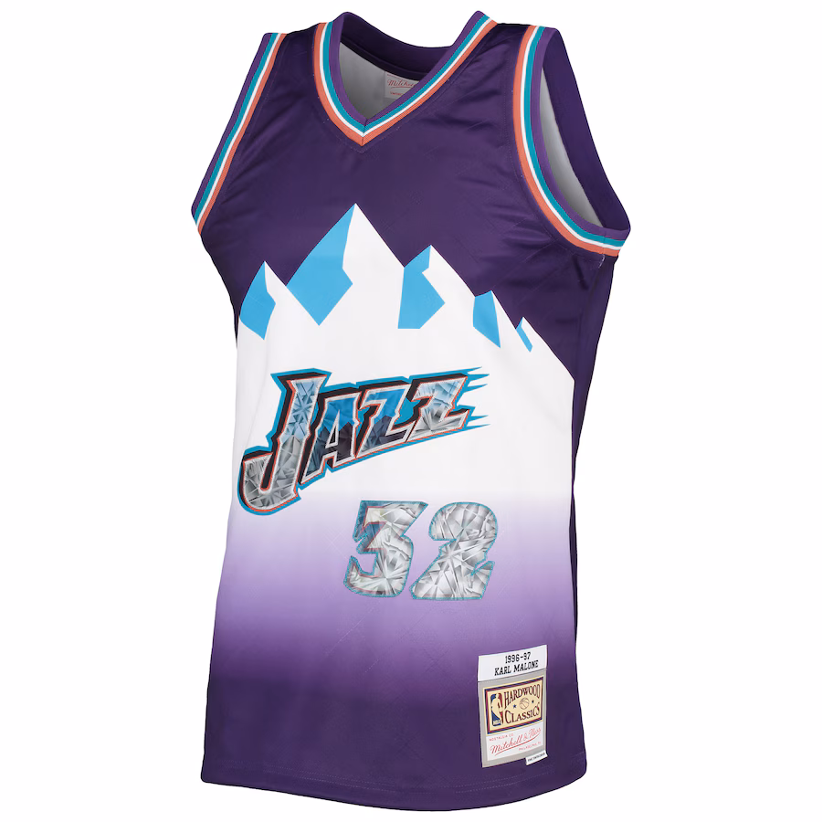 Karl Malone Utah Jazz 1996/97 Maillot Diamant Classique du 75e Anniversaire de la NBA, Violet